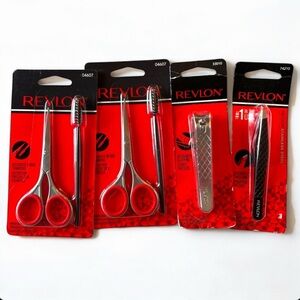 Lot of Revlon Beauty Tools - (2) Brow Trimmers, Toenail Clipper & Slant Tweezers
